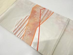 引箔　抽象山並に小花模様織り出し　名古屋帯